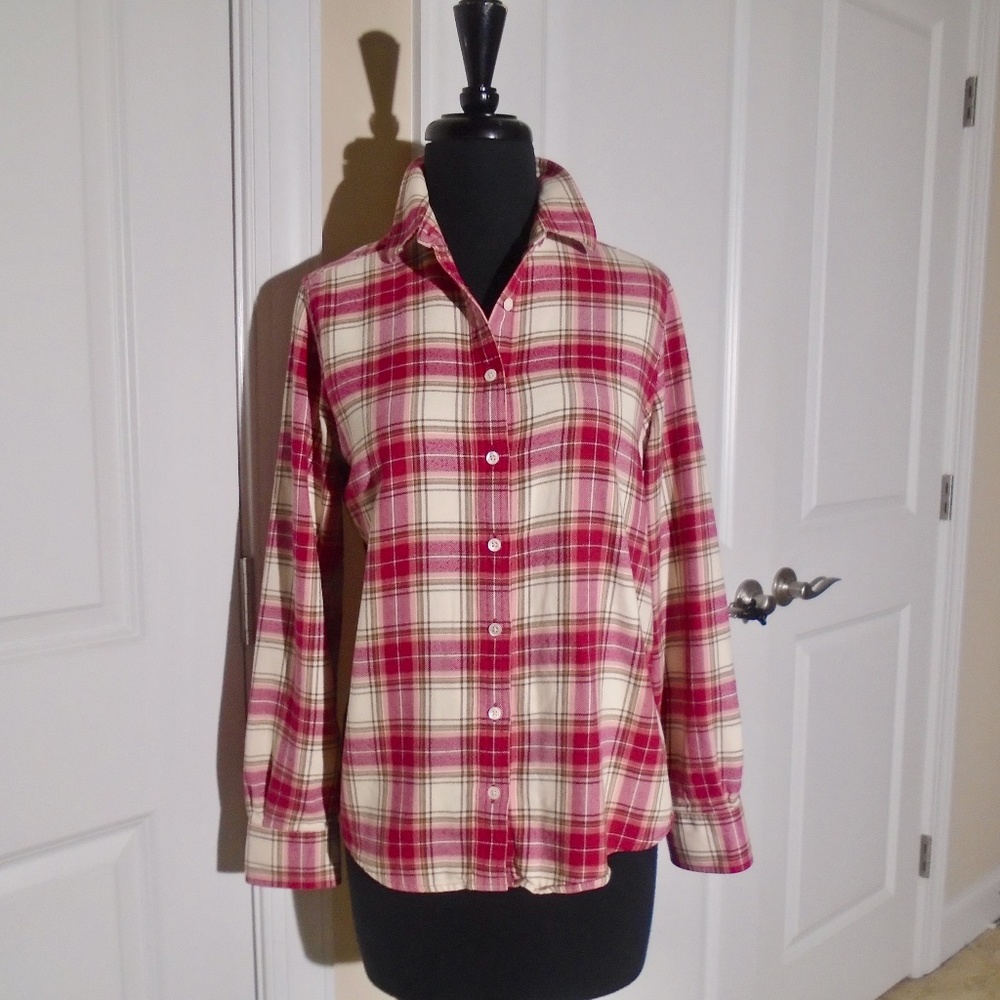 LANDS END Plaid Flannel Shirt ~ Small Petite